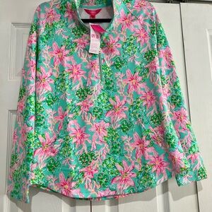 💚💗 🆕 NWT Lilly Pulitzer UPF50 Popover Shellegant Turtle Size Medium